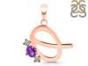 Amethyst & White Topaz Alphabet Q Pendant AMT-RDA-69.