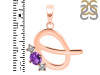 Amethyst & White Topaz Alphabet Q Pendant AMT-RDA-69.