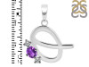 Amethyst & White Topaz Alphabet Q Pendant AMT-RDA-69.