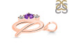 Amethyst & White Topaz Alphabet Q Pendant AMT-RDA-69.
