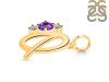 Amethyst & White Topaz Alphabet Q Pendant AMT-RDA-69.