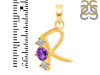 Amethyst & White Topaz Alphabet R Pendant AMT-RDA-70.