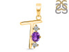 Amethyst & White Topaz Alphabet T Pendant AMT-RDA-72.