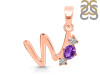 Amethyst & White Topaz Alphabet W Pendant AMT-RDA-75.