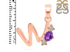 Amethyst & White Topaz Alphabet W Pendant AMT-RDA-75.