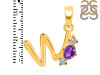 Amethyst & White Topaz Alphabet W Pendant AMT-RDA-75.