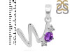 Amethyst & White Topaz Alphabet W Pendant AMT-RDA-75.