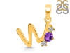 Amethyst & White Topaz Alphabet W Pendant AMT-RDA-75.