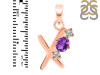Amethyst & White Topaz Alphabet X Pendant AMT-RDA-76.