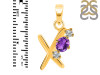 Amethyst & White Topaz Alphabet X Pendant AMT-RDA-76.