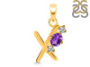 Amethyst & White Topaz Alphabet X Pendant AMT-RDA-76.