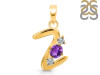 Amethyst & White Topaz Alphabet Z Pendant AMT-RDA-78.