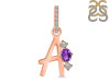 Amethyst & White Topaz Alphabet A Pendant AMT-RDA-79.
