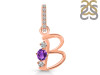 Amethyst & White Topaz Alphabet B Pendant AMT-RDA-80.