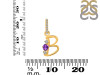 Amethyst & White Topaz Alphabet B Pendant AMT-RDA-80.