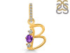 Amethyst & White Topaz Alphabet B Pendant AMT-RDA-80.