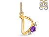 Amethyst & White Topaz Alphabet D Pendant AMT-RDA-82.