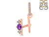 Amethyst & White Topaz Alphabet H Pendant AMT-RDA-86.
