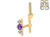 Amethyst & White Topaz Alphabet H Pendant AMT-RDA-86.