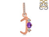 Amethyst & White Topaz Alphabet J Pendant AMT-RDA-88.