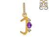 Amethyst & White Topaz Alphabet J Pendant AMT-RDA-88.