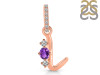 Amethyst & White Topaz Alphabet L Pendant AMT-RDA-90.