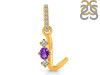 Amethyst & White Topaz Alphabet L Pendant AMT-RDA-90.