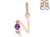 Amethyst & White Topaz Alphabet N Pendant AMT-RDA-92.