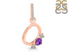 Amethyst & White Topaz Alphabet O Pendant AMT-RDA-93.