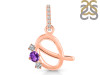 Amethyst & White Topaz Alphabet Q Pendant AMT-RDA-95.