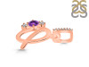 Amethyst & White Topaz Alphabet Q Pendant AMT-RDA-95.