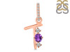 Amethyst & White Topaz Alphabet T Pendant AMT-RDA-98.