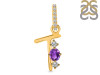 Amethyst & White Topaz Alphabet T Pendant AMT-RDA-98.