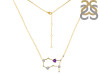 Gemini Zodiac Star Constellation Amethyst & White Topaz Necklace AMT-RDN-490.