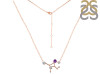 Virgo Zodiac Star Constellation Amethyst & White Topaz Necklace AMT-RDN-491.