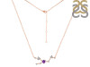 Taurus Zodiac Star Constellation Amethyst & White Topaz Necklace AMT-RDN-492.