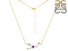 Taurus Zodiac Star Constellation Amethyst & White Topaz Necklace AMT-RDN-492.