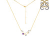 Libra Zodiac Star Constellation Amethyst & White Topaz Necklace AMT-RDN-494.