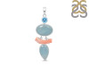 Aquamarine/Coral/Blue Topaz Pendant-2SP AQM-1-90