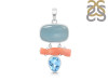 Aquamarine/Coral/Blue Topaz Pendant-2SP AQM-1-98
