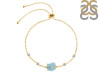 Aquamarine Raw Crystal & White Topaz Bracelet With Adjustable Camera Lock AQM-RCYB-2-CAMERA-LOCK