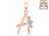 Aquamarine & White Topaz Alphabet A Pendant AQM-RDA-1.