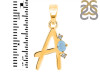 Aquamarine & White Topaz Alphabet A Pendant AQM-RDA-1.