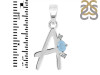 Aquamarine & White Topaz Alphabet A Pendant AQM-RDA-1.