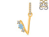 Aquamarine & White Topaz Alphabet V Pendant AQM-RDA-100.