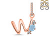 Aquamarine & White Topaz Alphabet W Pendant AQM-RDA-101.