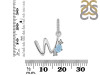 Aquamarine & White Topaz Alphabet W Pendant AQM-RDA-101.