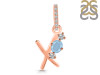 Aquamarine & White Topaz Alphabet X Pendant AQM-RDA-102.