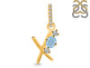 Aquamarine & White Topaz Alphabet X Pendant AQM-RDA-102.