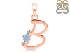 Aquamarine & White Topaz Alphabet B Pendant AQM-RDA-2.